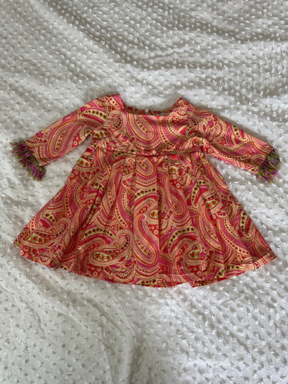 TrishScully BohoWhimsical Gypsy Groovy Retro BabyPaisley Long Sleeve Dress Sz18M